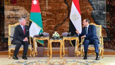 الرئيس السيسى وعاهل الأردن يتوافقان حول تعزيز جهود تقديم الدعم للأشقاء بفلسطين