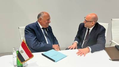 "شكري" يلتقي السكرتير التنفيذي لإتفاقية الأمم المتحدة الإطارية لتغير المناخ