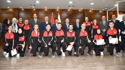 وزير الرياضة يُكّرم لاعبى المنتخبات الوطنية فى الرماية والهوكي والريشة الطائرة والوشو كونغ فو