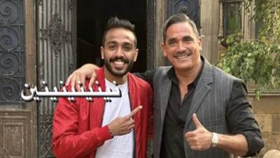 أمير كرارة برفقه كهربا في كواليس مسلسل سوق الكانتو