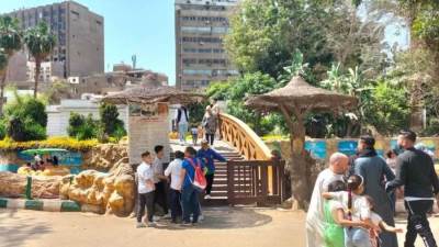 توافد المواطنين على حديقة حيوان الجيزة في أول أيام عيد الفطر