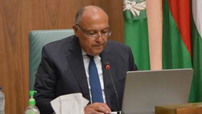 سامح شكري: إنشاء لجنة اتصال بين أعضاء الجامعة العربية لوقف إطلاق النار بالسودان