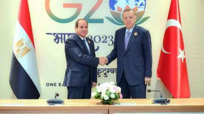 الرئيسان السيسي وأردوغان يبحثان فى الهند دفع مسار العلاقات بين البلدين