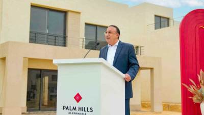 محافظ الإسكندرية وياسين منصور يتفقدان الأعمال الإنشائية والتنفيذية من مشروع بالم هيلز